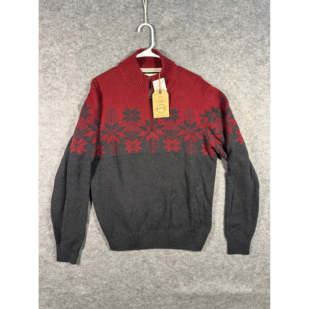 Weatherproof Vintage Holiday Sweater Mens‎ Medium 1/4 Zip Pullover Snowflake